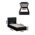 Oikiture Bed Frame Single Size RGB LED Gas Lift Storage Base Leather