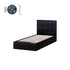 Oikiture Bed Frame Single Size RGB LED Gas Lift Storage Base Leather