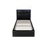 Oikiture Bed Frame Single Size RGB LED Gas Lift Storage Base Leather