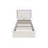 Oikiture Bed Frame Single Size RGB LED Gas Lift Storage Base White Boucle