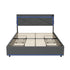 Bed Frame Double with LED Headboard Charging Port 4 Drawers