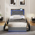 Oikiture Bed Frame King Single with LED Headboard Charging 4 Drawers