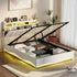 Gas‑Lift Double Bed Frame with LED Storage Headboard & USB Ports – White