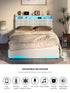 Gas‑Lift Double Bed Frame with LED Storage Headboard & USB Ports – White