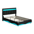 Oikiture Queen Bed Frame Gas Lift LED Storage Headboard USB Black