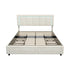 LED Bed Frame Double Size 4 Drawers Adjustable Head Beige