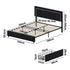 LED Bed Frame Double Size 4 Drawers Adjustable Head Black