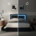 LED Bed Frame Double Size 4 Drawers Adjustable Head Black