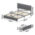 LED Bed Frame Double Size 4 Drawers Adjustable Head Velvet