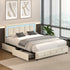 LED Bed Frame Queen Size 4 Drawers Adjustable Headboard Beige