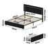 LED Bed Frame Queen Size 4 Drawers Adjustable Headboard Black
