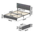LED Bed Frame Queen Size 4 Drawers Adjustable Head Velvet