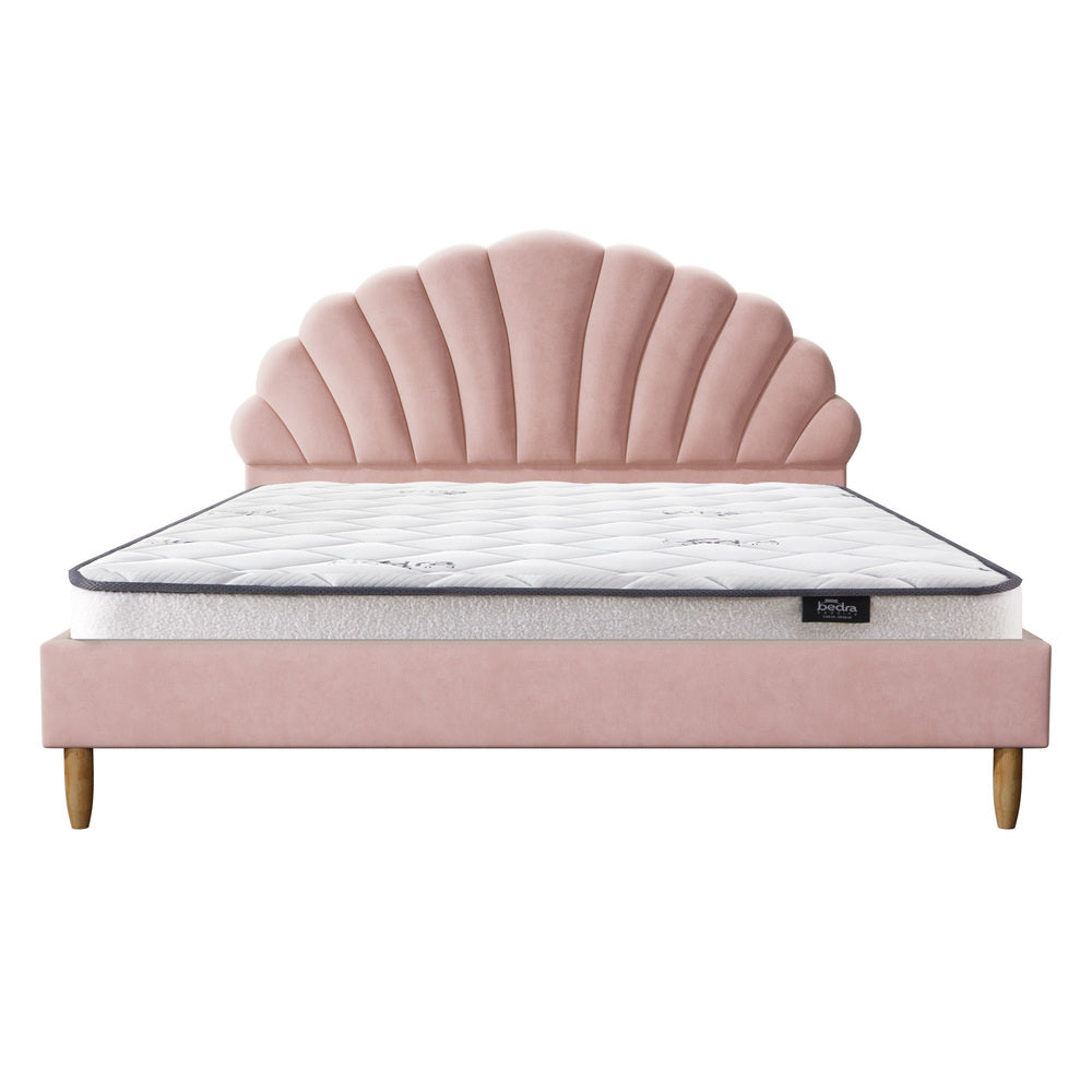 Bed Frame with Mattress Double Size Pink Velvet