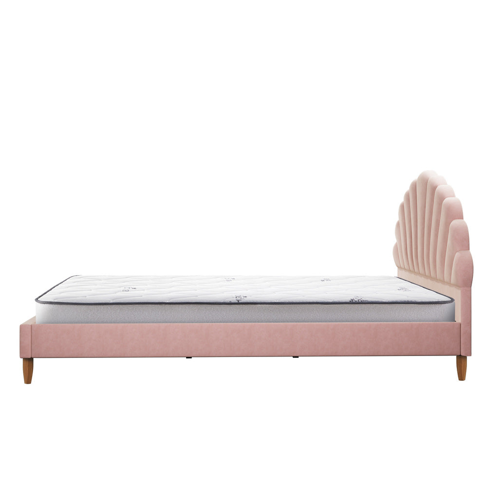 Bed Frame with Mattress Double Size Pink Velvet