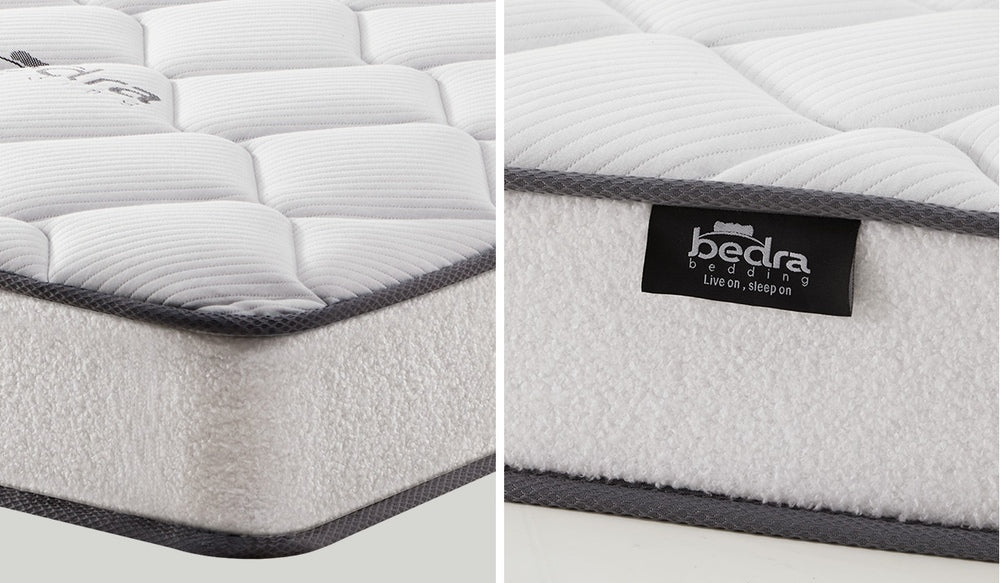 Bed Frame with Mattress Double Size White Boucle