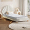 Oikiture Single Bed Frame with Mattress White Boucle Scallop Headboard