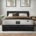 Bed Frame with Mattress Double Size Gas Lift Black Leather