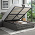 Bed Frame with Mattress Double Size Gas Lift Grey Fabric