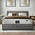 Bed Frame with Mattress Double Size Gas Lift Grey Fabric