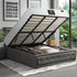Bed Frame with Mattress King Size Gas Lift Grey Fabric