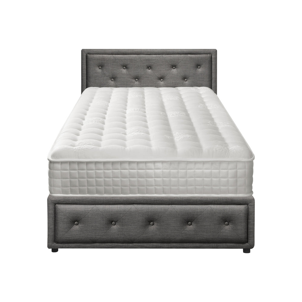 Bed Frame with Mattress King Single Gas Lift Grey Fabric