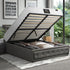 Bed Frame with Mattress Queen Size Gas Lift Grey Fabric
