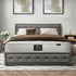 Bed Frame with Mattress Queen Size Gas Lift Grey Fabric
