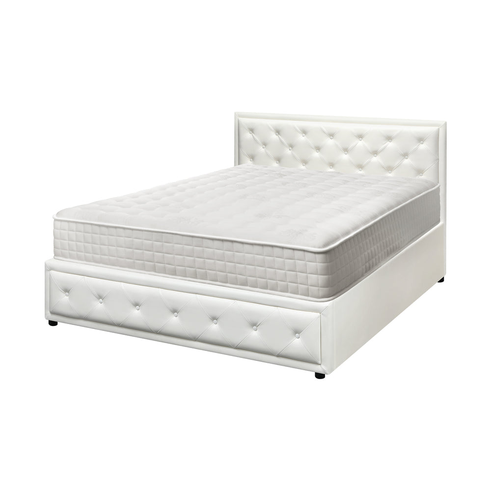 Bed Frame with Mattress Set Double Size Gas Lift White