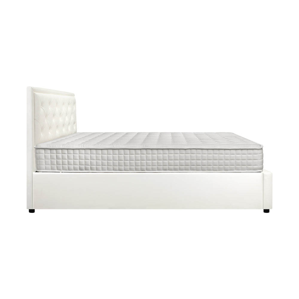 Bed Frame with Mattress Set Double Size Gas Lift White