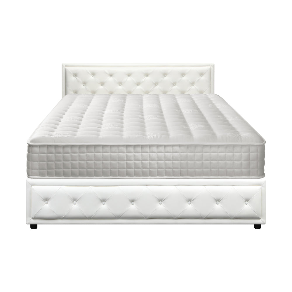 Bed Frame with Mattress King Size Gas Lift White