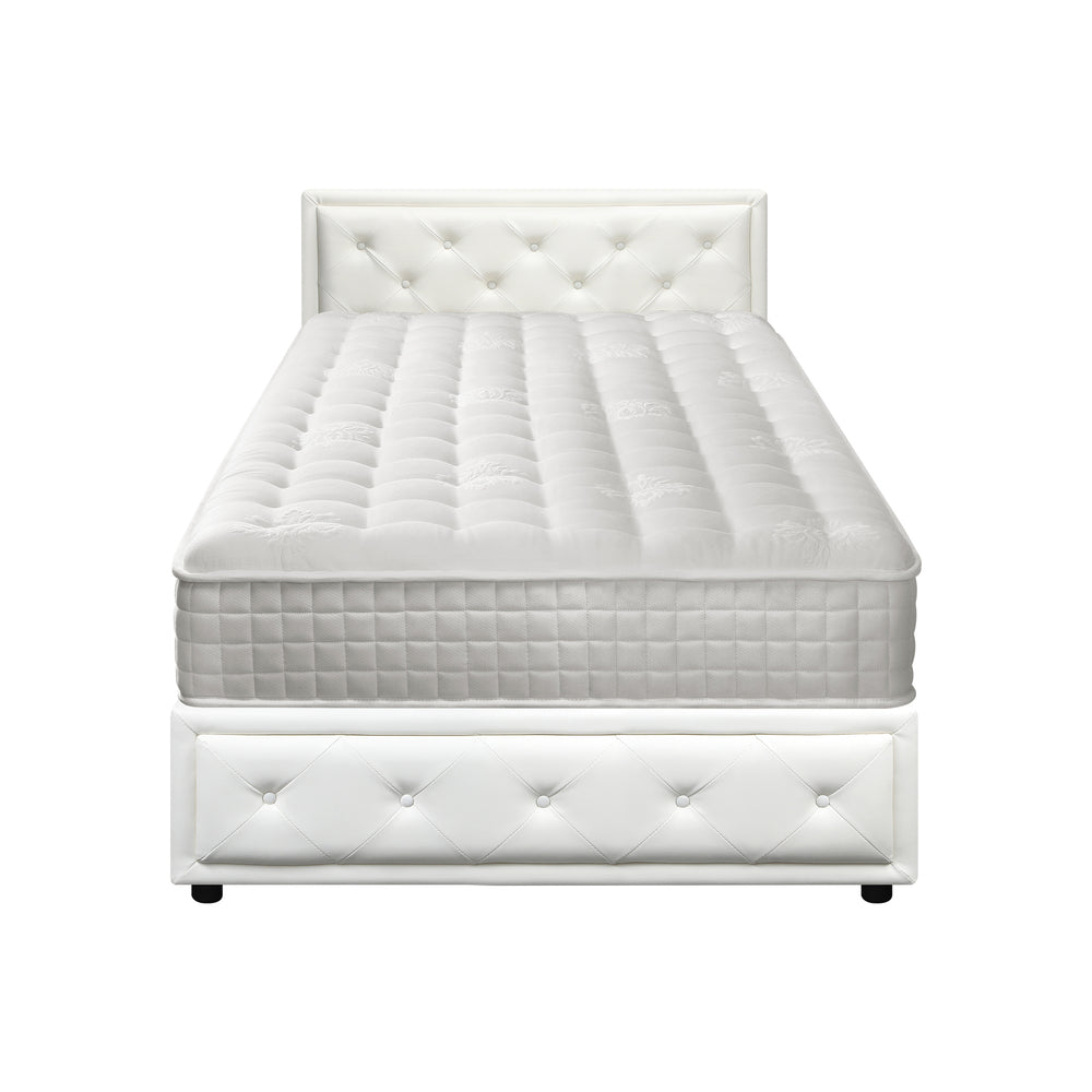 Bed Frame with Mattress King Single Gas Lift White