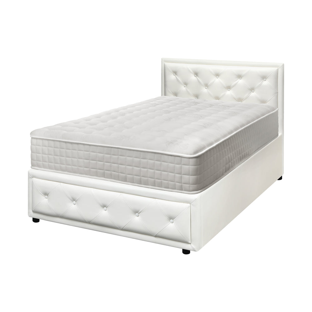 Bed Frame with Mattress King Single Gas Lift White