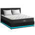Oikiture Bed Frame with Mattress Double Size LED Gas Lift Black LAYZ
