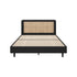 Bed Frame Double Size Real Rattan Headboard Black