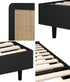 Bed Frame Double Size Real Rattan Headboard Black