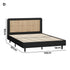Bed Frame Double Size Real Rattan Headboard Black