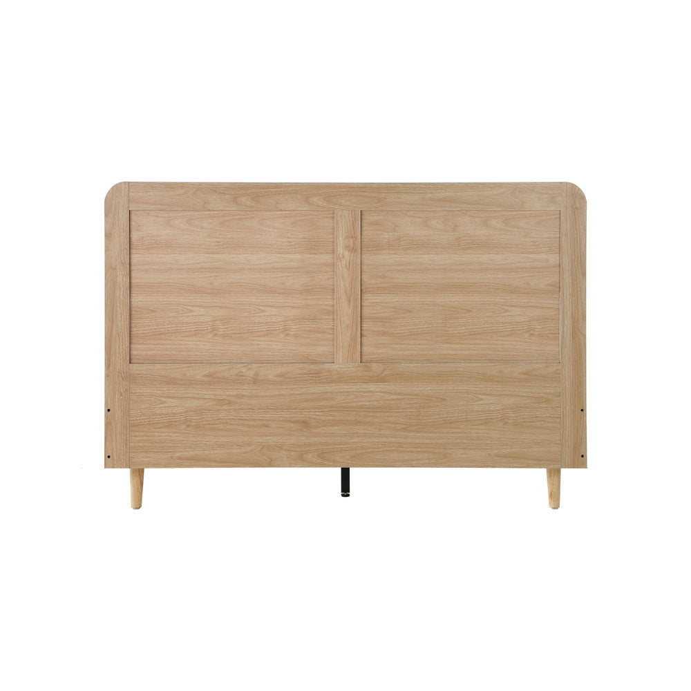 Wooden Bed Frame Double Size Rattan Headboard
