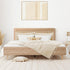 Wooden Bed Frame Double Size Rattan Headboard