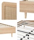 Wooden Bed Frame Double Size Rattan Headboard