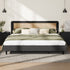 Bed Frame King Size Real Rattan Headboard Black
