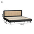 Bed Frame King Size Real Rattan Headboard Black