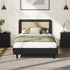 Wooden Bed Frame – Rattan Headboard, 13mm Slats, Black, King Single