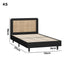 Wooden Bed Frame – Rattan Headboard, 13mm Slats, Black, King Single