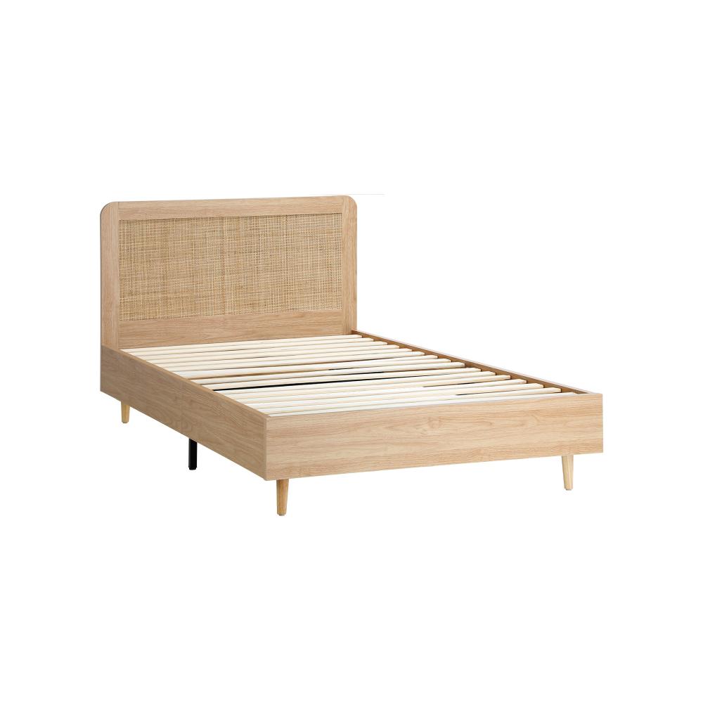 Wooden Bed Frame King Single Rattan Headboard