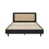 Bed Frame Queen Size Real Rattan Headboard Black