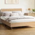 Wooden Bed Frame Queen Size Rattan Headboard