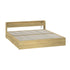 Oikiture King size Bed Frame with Charging Ports 2 Drawers Natural
