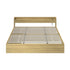 Oikiture King size Bed Frame with Charging Ports 2 Drawers Natural