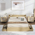 Oikiture King size Bed Frame with Charging Ports 2 Drawers Natural