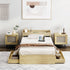 Oikiture King Single Bed Frame with Charging Ports 2 Drawers
